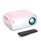 Portable Projector, Outdoor Projector, LED Aesthetic Video Mini Projector for Outdoor Portable Movies Compatible with HDMI, USB, Laptop, TV Stick, iOS and Android Phone, Pink