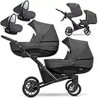 Un passeggino gemellare 3 in 1 navicella carrozzina seggiolino auto KUNERT Booster 3in1 passeggini (grafite, 3in1)