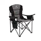 ALPHA CAMP Portable Folding Oversized Camping Chairs with Cup Holder and Cooler Bag - Heavy Duty Steel Frame Support 200 KG