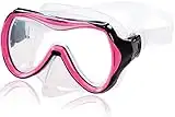 AQUAZON Maui Junior Medium Masque de plongée, Lunettes de plongée, Lunettes de Natation, Masque de plongée pour Enfants, Adolescents de 7 à 12 Ans, Verre trempé, Couleur:Rose