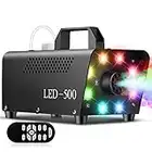 500W Máquina de Humo Automática con 8 LED 16 Colores RGB Máquina de Niebla con Remoto Inalámbrico Fog Machine Portátil para Fiesta Escenario Discoteca DJ Club Boda