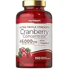 Cranberry Capsules 45,000 mg | High Strength Cranberry Extract with Vitamin C | 150 Powder Capsules | Supplement for Women & Men | by Horbaach