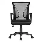 Yaheetech Adjustable Office Chair Ergonomic Mesh Swivel Computer Comfy Desk / Executive Work Chair with Arms and Height Adjustable for Students Study Black