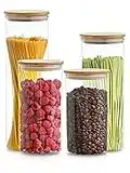 Praknu Bocal en Verre avec Couvercle - Hermetique - Lot de 4 Pot de Conservation - Lavable en Machine - Bocaux de Stockage