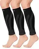 CAMBIVO 3 Pairs Calf Compression Sleeve for Men and Women, Leg Compression Sleeve for Running, Shin Splint, Calf Cramps, Varicose Veins, Swelling-(Black, L/XL)