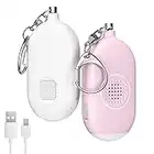 Alarma Personal de Emergencia [Paquete de 2] Qoosea Scream Safesound Alarma 130dB Linterna LED para Niños Mujeres Ancianos Protección