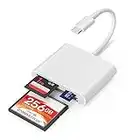 USB C SD Card Reader, CF Card Reader 3-Slot Memory Card Adapter for Type-C Device Supports Compact Flash Card TF Card Compatible with MacBook Pro/Air M1 M2 iPad Pro Android Galaxy S21 S22 S23(White)