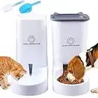 OBOVO Alimentatore automatico per gatti, alimentatore automatico per animali da 3,8 litri, dispenser per acqua per cani da gatto 2 pezzi, dispenser per alimenti per cani per cuccioli di piccole