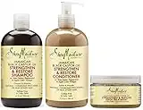 L'huile de ricin noire jamaïcaine renforce/cultive et répare SET | Shampooing 384ml | Revitalisant 384ml | Edge Treatment Gel 113ml compatible avec S Moisture