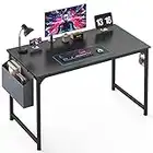 Mr IRONSTONE Computer Desk 47" Home Office Small Computer Desk, Writing Desk, Laptop Table with Storage Bag, Cup Holder and Headphone Hook (Black)