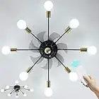 COCOSTAR 8-Light Flush Mount Low Profile Ceiling Fan with Light and Remote, Gold and Black Modern Sputnik Chandelier Fan(E26 Base Bulbs Not Included)