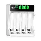 HiQuick LCD 4-slot Battery Charger for AA & AAA Rechargeable Batteries, Type C and Micro USB Input, Fast Charging Function, Intelligent Detection Technology,