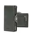 KOMPAT Porta Carte di Credito S da Uomo e Donna - Portafoglio Uomo Slim RFID - Portafoglio Uomo Piccolo - Porta Tessere e Porta Monete (Con ZIP, Verde Pino)