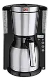 Melitta 6738044 Filter Coffee Machine with Insulated Jug, Timer Feature, Aroma Selector, Look Therm Timer Model, Black/Brushed Steel, 1011-16