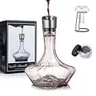 YouYah Iceberg Wine Decanter Set with Aerator Filter,Drying Stand and Cleaning Beads,Red Wine Carafe,Wine Aerator,Wine Gift,100% Hand Blown Lead-Free Crystal Glass(1400ML)