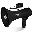 Pyle 50W Portable Megaphone Bullhorn Speaker with Microphone, Alarm Siren & Adjustable Volume - Rechargeable Battery - Indoor/Outdoor Use - Perfect for Police, Football, Kids & More, Black