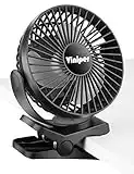 Viniper 6 inch Rechargeable Clip on Fan, 5000mah Battery Desk Fan : 360° Rotation & 3 Speeds Strong Wind Portable Fan, 8-30 Working Hours, Quiet and Powerful (Black)