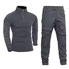 Homeilteds Männer Tactical Uniformen Militärische Kleidung Armee-Grün Kampfanzug Sets Sonder Airsoft T-Shirts Paintball-Hosen Mit Pads Waistcoat (Color : Gray, Size : XXL)