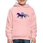 Spreadshirt® Deux Chevaux Au Galop Pull À Capuche Premium Enfant, 7-8 Ans, Rose Cristal