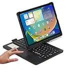 PboyiqiS Touchpad Keyboard Case for iPad 10th Generation 2022, Backlit Trackpad Keyboard Folio Smart 360° Rotatable Stand Cover with Pencil Holder (Black)