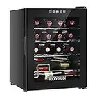 ROVSUN 16 Bottle Wine Cooler Refrigerator, Freestanding Compressor Wine Chiller, Beverage Wine Fridge with Digital Temperature Control & Double-layer Glass Door for Red White Wine, Champagne, Beer