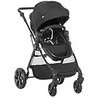 HOMCOM 2 in 1 Pushchairs and Strollers w/Reversible Seat, Single Hand Foldable Lightweight Baby Stroller w/Fully Reclining Backrest 5-Point Harness Adjustable Handlebar, from Birth to 3 Yrs, Black