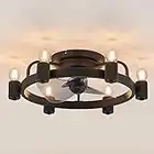 LEDIARY Low Profile Ceiling Fans with Lights Black, Flush Mount Ceiling Fan with Light, Modern Farmhouse Industrial Rustic Small Ceiling Fan with Remote for Bedroom,Kitchen,Home