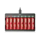 EBL 8pcs Piles Rechargeables AA 1,5V Puissants, avec Chargeur de Piles 8 Slots M7012 pour AA/AAA 1,5V Piles Rechargeables Li-ION