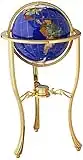 Unique Art 330-GTH-BLUE-GOLD 36-Inch by 13-Inch Floor Standing Blue Lapis Gemstone World Globe Gold Tripod