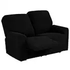 TIANSHU Housses de Fauteuils 2 Places, Housse inclinable Jacquard pour canapé à 2 Coussins, Housse de Meuble Extensible inclinable Causeuse Housse pour Canapé Relax (Noir)