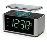 iTOMA Alarm Clock Radio with 10W Wireless Charging, Snooze,Bluetooth, Dual Alarm, 1.4'' LED Display, Dimmer, USB Charging Clock for Bedside CKS910