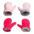 SEYUFN Mitones de invierno para bebé, forro de muletón para niños pequeños, guantes cálidos y suaves para bebés y niñas, mitones ajustables al aire libre (rosa + rosa roja, M)