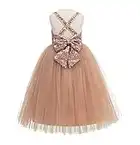 ekidsbridal Crossed Straps A-Line Flower Girl Dresses Halter Dress Junior Bridesmaid Dress Formal Dresses, Rose Gold, 6