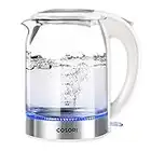 COSORI 1.7L Electric Kettle with Upgraded 100% Stainless Steel Filter,Inner Lid & Bottom,Glass Water Boiler & Tea Heater with LED Indicator, Auto Shut-Off&Boil-Dry Protection, BPA Free, White