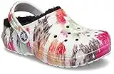 Crocs Classic Lined Tie Dye Clog K, Zuecos para Unisex niños, Negro (Black/Multi), 34/35 EU