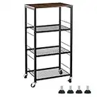 ETELI Kitchen Microwave Cart 4 Tier Rolling Utility Cart with Storage Shelves Metal Frame on Wheels for Kitchen Living Room