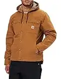 Carhartt Men's Relaxed Fit Washed Duck Sherpa-Lined Utility Jacket, Carhartt Brown, XL