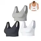 SEGRILA Damen Sport BH Set Gerippter Ohne Bügel Yoga Bustier Gepolsterter Fitness Training (Schwarz,Weiß,Grau, S)