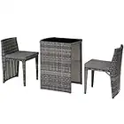 TecTake Salon de Jardin extérieur 2 Places en résine tressée mobilier de Jardin Ensemble Table et chaises de Jardin – diverses Couleurs (Gris)