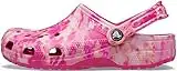 Crocs Unisex-Adult Classic Tie Dye Clogs, Pink Bleached Dye, 7 Women/5 Men