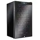 Ivation 34 Bottle Compressor Wine Cooler Refrigerator w/Lock | Large Freestanding Wine Cellar For Red, White, Champagne or Sparkling Wine | 41f-64f Digital Temperature Control Fridge Glass Door Black