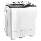 COSTWAY Twin Tub Washing Machine, 4.5KG/6KG/8KG Total Capacity Portable Laundry Washer Spin Dryer with Timing Function & Drain Pump for Apartment Dorms Camping (Black+White, 6.5kg Washer+2kg Dryer)