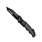 Smith & Wesson Border Guard SWBG2TS 10in High Carbon S.S. Folding Knife with 4.4in Serrated Tanto Blade and Aluminum Handle for Tactical, Survival and EDC , Black