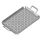 BBQ-Toro Vaschetta per Grigliare in Acciaio Inox Rettangolare | (L) 44 x (P) 26 x (H) 4,5 cm | Cestello per griglia a Gas | Vaschetta per Grigliare, Vaschetta in Acciaio Inox per Grigliare