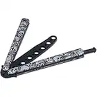 JIUAI Butterfly Knife Trainer, Folding Steel Metal Balisong Training Knife Tool for CS GO Lovers, Beginners (1 Pack,Skull Gray)