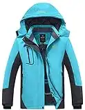 Wantdo Giacca da Sci Montagna Invernale Parka da Neve Caldo con Cappuccio Cappotto da Snowboard Giubbotto da Escursionismo Impermeabile Donna Blu M