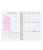 To Do List Notebook, Undated Weekly Planner A5 Diary Planner for College Work with Habit Tracker, Twin Wire Binding, Pink