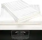 CE CASA ESENCIA Luxury 100% Egyptian Cotton Sheets 1000 Thread Count 4 Piece Extra Deep Pocket Bed Sheet Set Sateen Stripe (King, White)