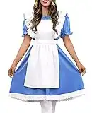 Spadehill Women Blue White Princess Costume Wonder Princess Costume Deluxe Halloween Wonderful Aliec Dress XXL