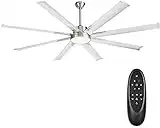 72 Inch Industrial DC Motor Ceiling Fan with LED Light, ETL Listed Damp Rated Indoor or Covered Outdoor Ceiling Fans for Living Room Basement Sunroom Porch Patio, 6-Speed Remote Control